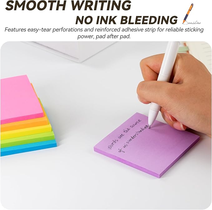 (12 Pack) Sticky Notes 3x3 + 1.5x2 in Small Sticky Note, Self-Sticky Note Pads | Sticks Strong & Removes Clean | Recycled Paper Cute Sticky Notes to School Supplies, Office Products, 6 Colors