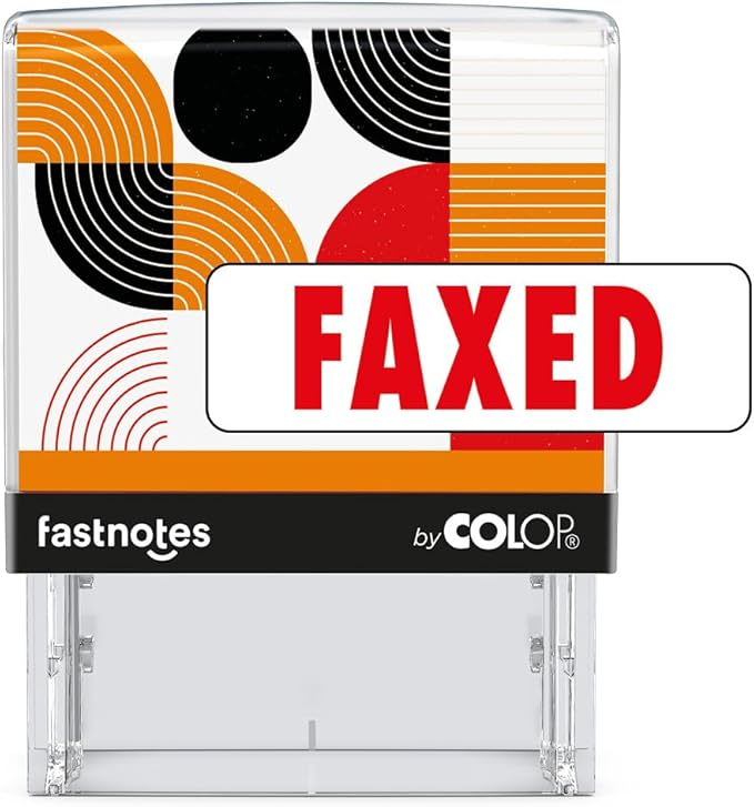 Fastnotes FAXED Self-Inking Rubber Stamp by COLOP - Great for Office Documents, Notary, Warehouse, Accounting Paperwork, Business, and Legal Documentation - Red Ink (FAXED- Red)