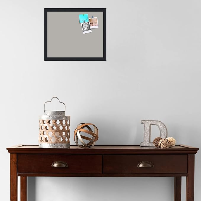 PinPix 17x14 Inch Cork Bulletin Board. This Decorative Framed Pin Board Comes with Dark Stone Design and a Satin Black Frame. Ideal for Home Office Decor or Message Board (PinPix-1808)