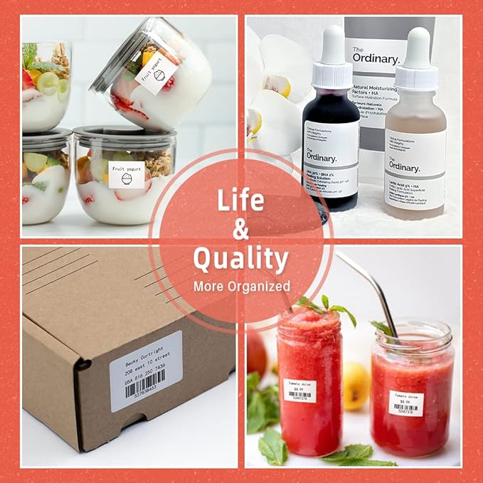 690 pcs Phomemo Thermal Sticker Label, Multi-Purpose Self-Adhesive Tag for M110, M220, M108, M250, M260, M120, M200, M221, M150 Label Maker Machine, 1.96'' x1.18'' (50x30mm), Black on White