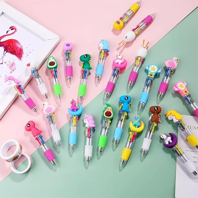 30 Pack Cute Multicolor Pens | Kawaii 4-in-1 Colors Ballpoint Pens for Kids- Perfect Party Favors, Classroom Prizes- Fun Writing Gifts for Boys Girls