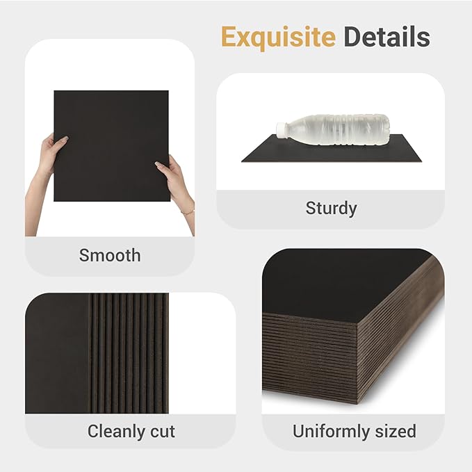 25 Pcs Book Board, Binder Board, Cover Board, Heavy Duty Chipboard for Book Binding, DIY Cardboard (Black, 8.5 x 11 Inch 80PT)