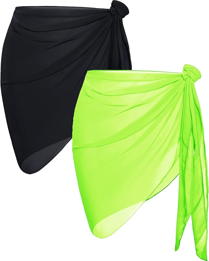 CHICGAL 2 Pieces Women Beach Sarong Bathing Suit Wrap Skirt Sheer Bikini by CHICGAL