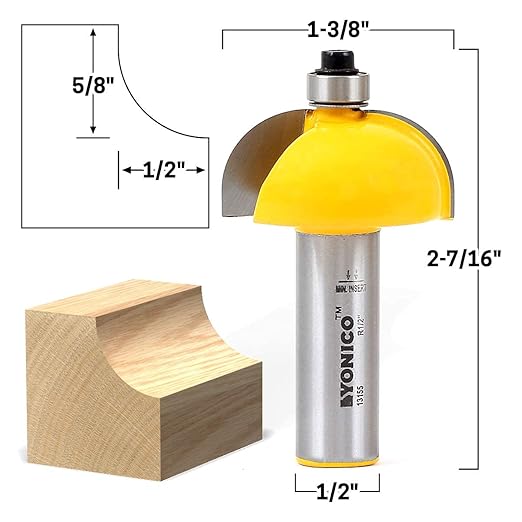 YONICO Cove Router Bits Edge Forming 1/2-Inch Radius 1/2-Inch Shank 13155 - Image 4