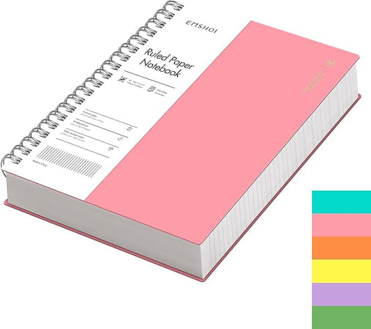 EMSHOI B5 Spiral Notebook College Ruled Lined Journal, Large 7.48" X 10.15", 300 Pages/150 Sheets, 100gsm Thick Paper, Waterproof Hardcover, for Office School Women Men Work Writing Notes-Pink