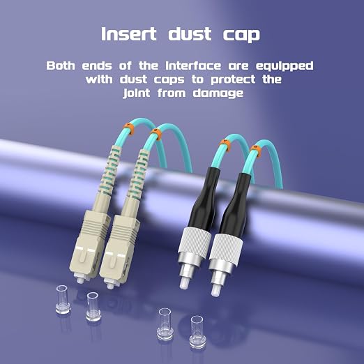 SC/UPC to FC/UPC Fiber Patch Cable OM3 60Meter/196ft 10GB/Gigabit Multimode - Image 6