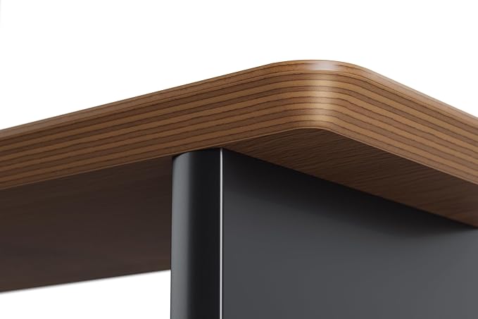 Walnut Dual‑Tier Monitor Stand for Modern Desk Setup – Minimalist Wooden Riser Shelf for Dual Monitors, Laptops, Home Office Aesthetic (Dark Walnut, Large)