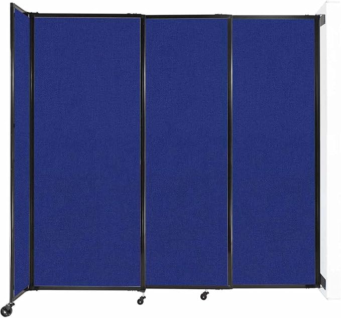 Wall-Mounted Sliding StraightWall Room Divider | Adjustable Widths | Locking Wheels | Room Separator | Up to 7'2" Wide x 6'10" Tall Royal Blue Fabric Panels