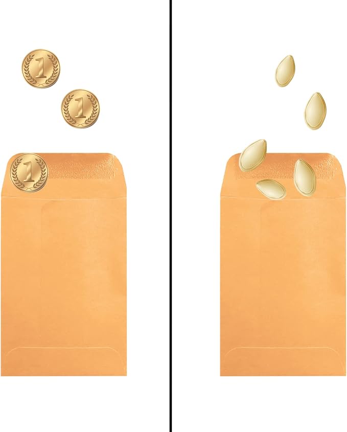 500 Pack #5 Brown coin envelope 3.125 x 5.5 inches Kraft Envelopes Classic Small Parts Envelopes with Self Adhesive Gummed Flap for Coins Cash Credit Cards Seeds