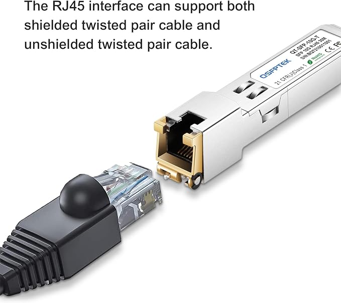 QSFPTEK 10G SFP+ RJ45 Module, 10Gbe giga Mini-GBIC SFP to rj45 Copper - Image 2