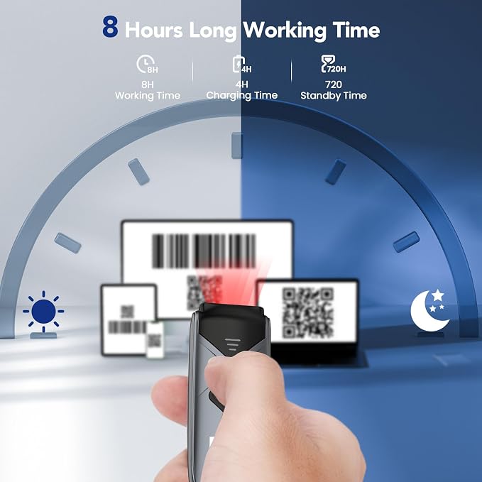 Eyoyo Bluetooth 2D&1D Barcode Scanner, Portable Wireless Mini Barcode Reader - Image 5