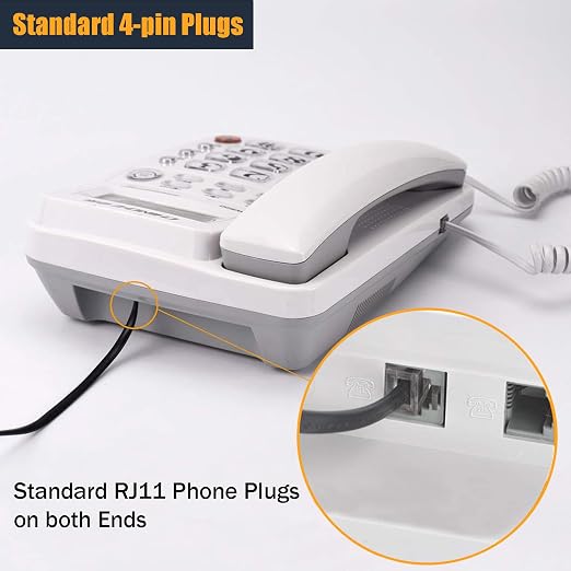 15FT Telephone Extension Cord Cable, Landline Phone Line Wire - Image 6