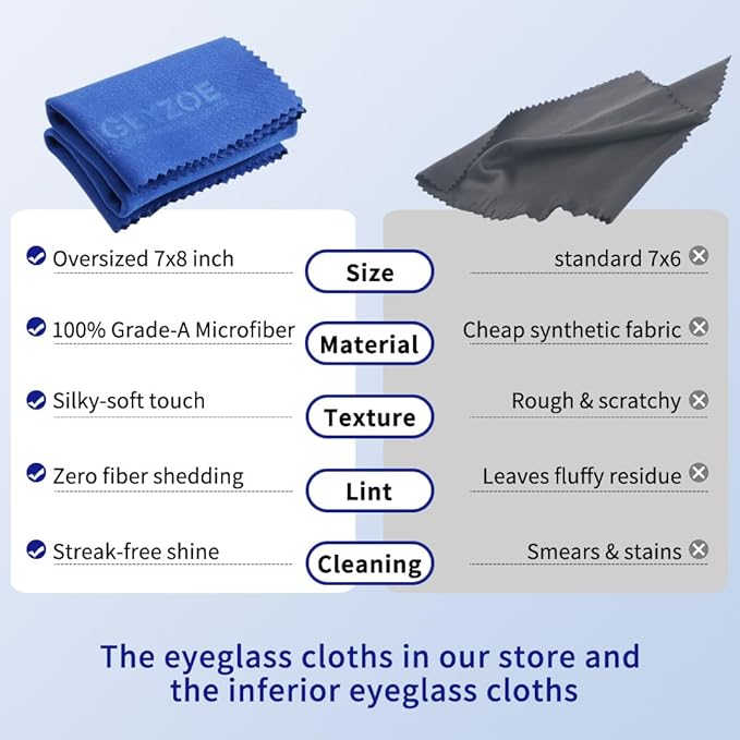 20 Pack Microfiber Glasses Cleaning Cloths - Glasses Wipes Ultra Soft & Reusable Eyeglass Lens Cleaner for Eyeglasses, Cameras, Phones