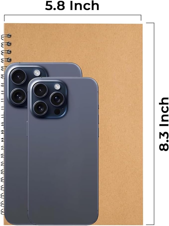 48 Pack Wide Ruled Kraft Spiral Notebook, 5.8 x 8.3, 120 Pages (60 Sheets), No-Bleed, 100 GSM, Bulk Lined Journal Notebooks for Writing, Memo Diary Planner School Travel Office Supplies