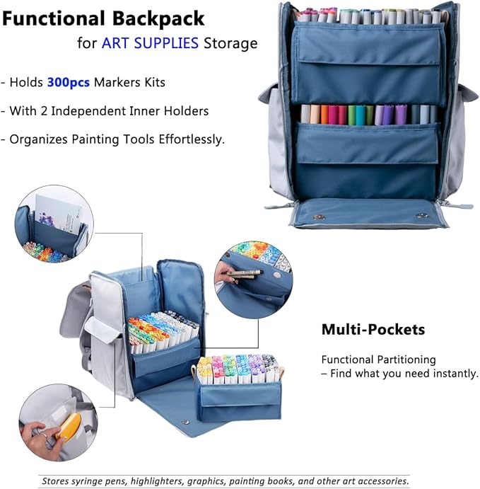Togood Ultra-Large Storage Marker Pens Backpack, Shoulder Bag for Pens. Up to 300pcs pens