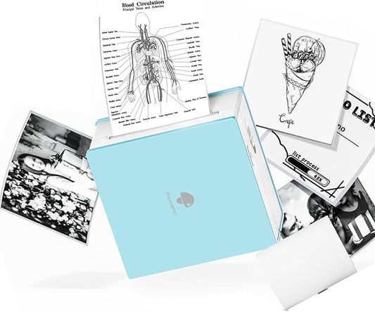 Phomemo Mini Sticker Printer- Mini Printer Sticker Maker Machine M02, Print Pods Suitable for Student Name Label, Study Notes, Creative DIY, Diaries, Portable Thermal Printer for School/Home/Office