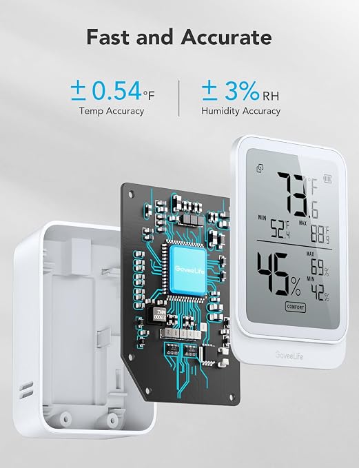 GoveeLife Hygrometer Thermometer H5104 3Pack, Remote LCD Digital Hygrometer - Image 3