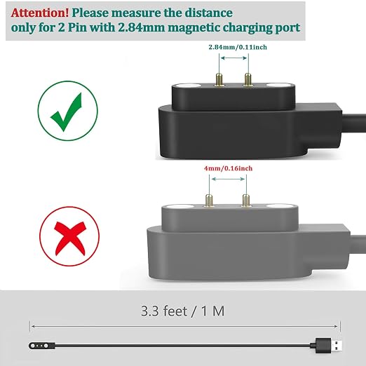 Meliya VeryFit Smartwatch Charger Cable, Magnetic 2 Pin Charging Cable - Image 7
