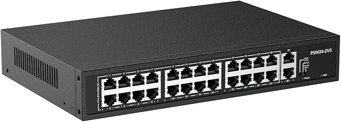 24 Port PoE Switch, 10/100Mbps PoE+ Ethernet Switch Unmanaged by RealHD