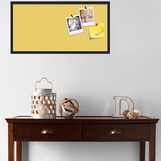PinPix 36x18 Inch Cork Bulletin Board. This Decorative Framed Pin Board Comes with Honey Pastel Design and a Satin Black Frame. Ideal for Home Office Decor or Message Board (PinPix-1810)