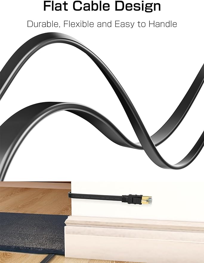 Senetem Cat 8 Ethernet Cable 30FT, High Speed 40Gbps 2000Mhz Flat Internet - Image 5