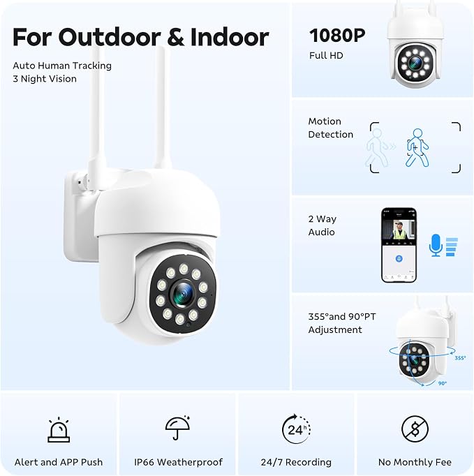 CAMCAMP Outdoor Security Camera Wireless 2.4G/5G WiFi Connect【Plug-in - Image 9