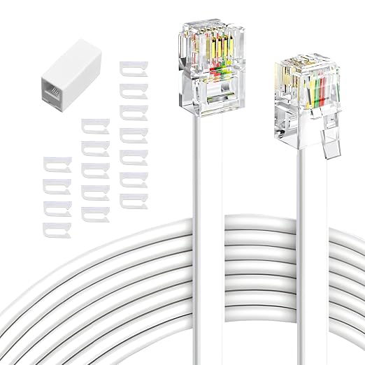 moeverEX Phone Extension Cord 15 Ft 2pcs, Telephone Cable by moeverEx