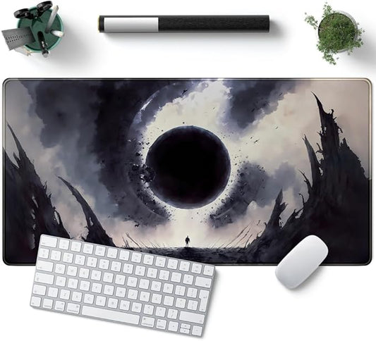Black Moon Mousepad Gaming MTG Playmat Desk Mat Original Aesthetics Mouse Pad Large Gaming Mouse Pads Desk Pad XXL Keyboard Mat Full Desktop Mat Desk Cover Pad for Work Office Game (31.5x15.7 in)