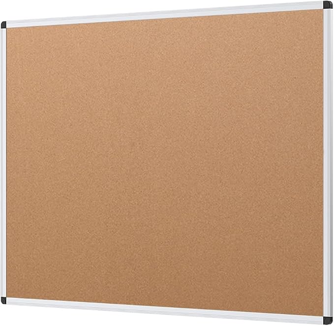 VIZ-PRO Cork Notice Board, 36 X 24 Inches, Pack of 2, Silver Aluminium Frame