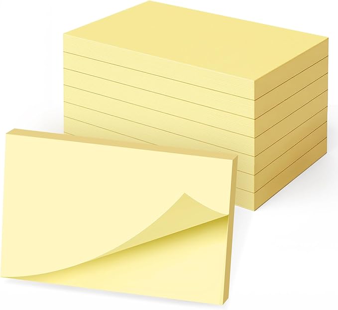 (16 Pack) Large Sticky Notes 3x5 in Yellow, 1600 Pcs Self-Stick Pads, Clean Removal, 100 Sheets/Pad Super Adhesive Sticky Pads Recyclable for Notebook, Meeting, Office, Shool, Home