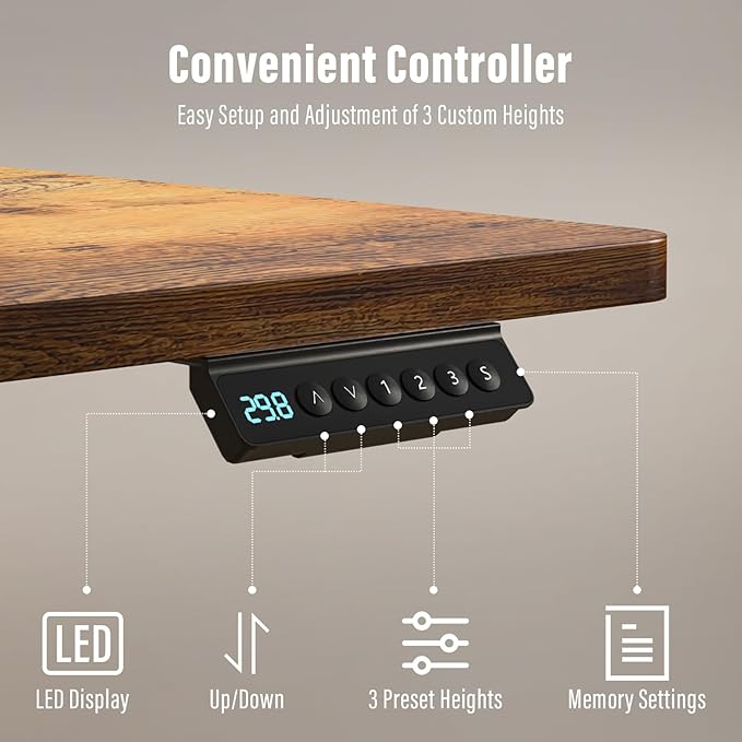 Standing Desk with Drawers,Thickened Table Legs Sit Stand Desk Electric for Home Office & Gaming,Ergonomic Stand Up Desk Cable Management Tray(Classic Black) (Rustic Brown, 48″ x 30″)