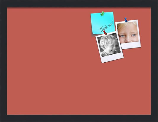 PinPix 20x15 Inch Cork Bulletin Board. This Decorative Framed Pin Board Comes with Crimson Pastel Design and a Satin Black Frame. Ideal for Home Office Decor or Message Board (PinPix-1807)