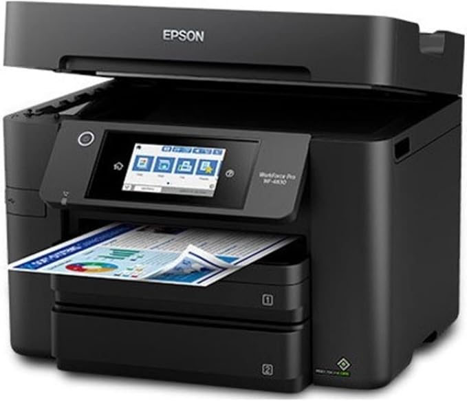 Epson Workforce Pro WF-4830 Wireless All-in-One Printer with Auto 2-Sided Print, Copy, Scan and Fax, 50-Page ADF, 500-sheet Paper Capacity, and 4.3" Color Touchscreen, Works with Alexa, Black, Large