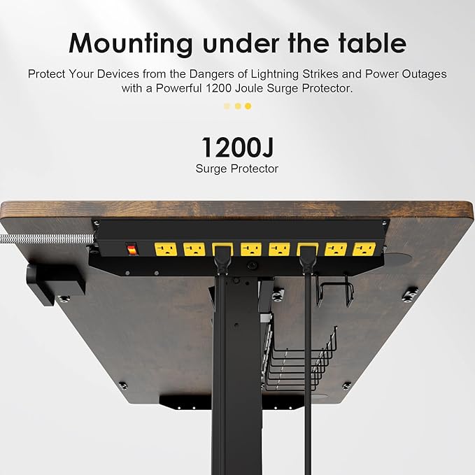 20Amp Power Strip Surge Protector, Durable Metal 8-Outlets with Heavy Duty 20 amp 10Ft 12 Gauge Extension Cord for Garage Workshop & Industrial Use, 1200J