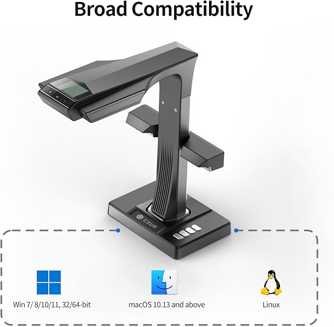 CZUR ET24 Pro Professional Book Scanner, 24MP Document Camera, 3rd Gen Auto-Flatten & Deskew Tech, A3 Document Scanner, 180+ Languages OCR, Support HDMI, for Windows/MacOS/Linux