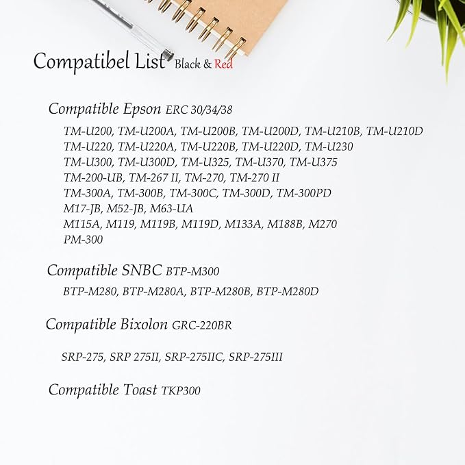 Bigger Replacement for ERC-30, ERC 30 34 38 B/R Compatible Ribbon Used - Image 2
