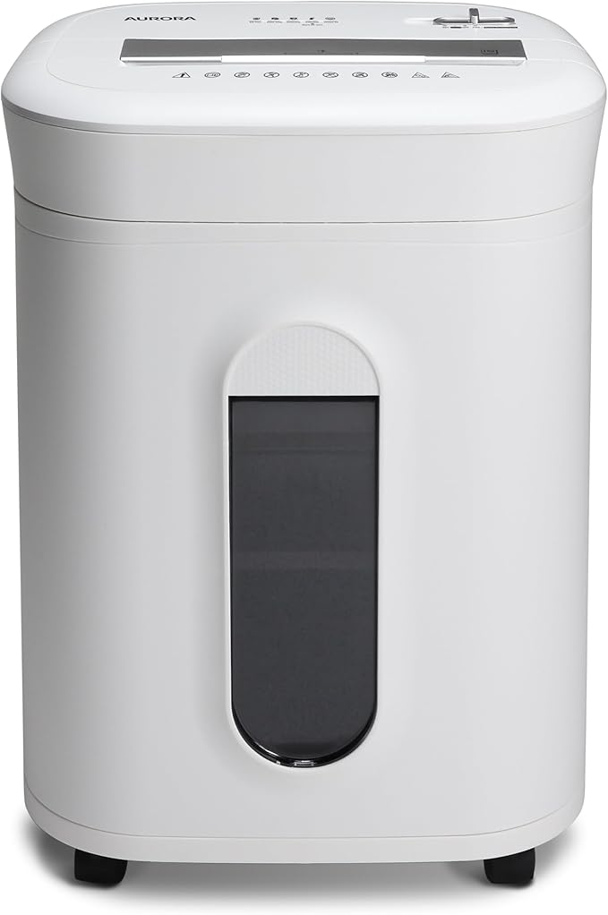 Aurora High-Security 10-Sheet Micro-Cut Paper and Credit Card Shredder with 6 Gallon Pullout Basket / 60 Mins Running Time/Security Level P-5