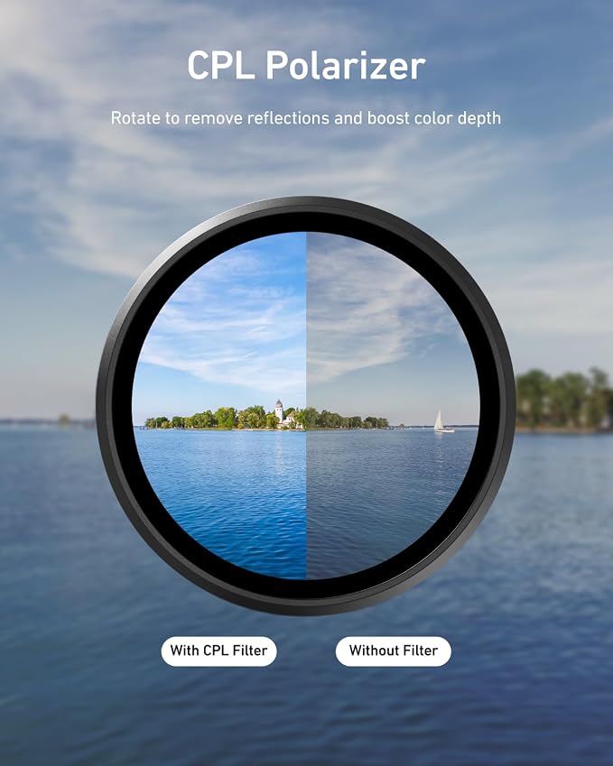 TELESIN Filter Kit for DJI Osmo Action 6 – VND 2–32 Variable ND, CPL UV Lens - Image 4