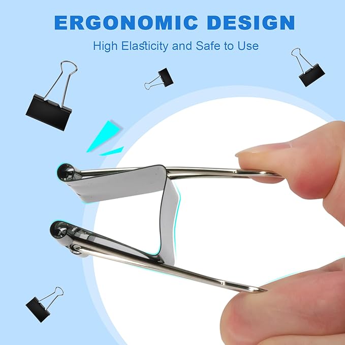 Binder Clips Assorted Sizes Including Extra Large Medium Small Mini and Micro, Office Supplies File Clamps Paper Clips, 6 Sizes in 6 Boxes, 208 PCS Metal Black Clamps for School