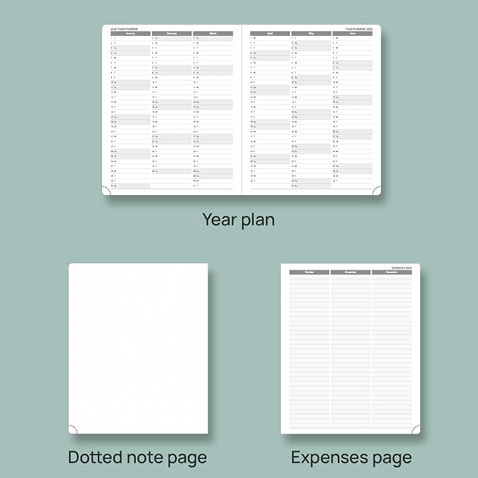 POPRUN Planner 2025-2026, (Large 8.5'' x 10.5'' Hard Cover) Academic Calendar (July 25-June 26) Daily Weekly and Monthly Appointment Book with Hourly Time Slots, Monthly Tabs, 100 GSM - Black