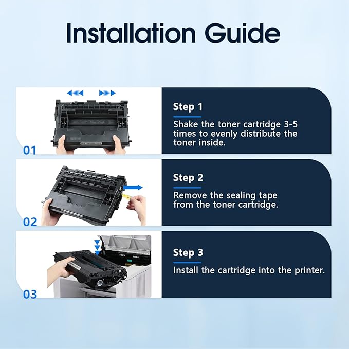 37A Black Toner Cartridges Replacement Compatible for 37A CF237A M607 M608 Toner Enterprise M607n M607dn M608n M608dn M608x M609 MFP M631 M632 M633 Printer (2 Black)