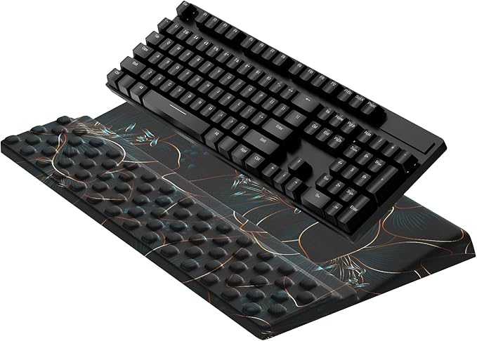 Computer Keyboard Stand with Wrist Rest,Comfy Ergonomic Tilted Keyboard Holder,Keyboard Tray Support for Office Home (Green Flowers)