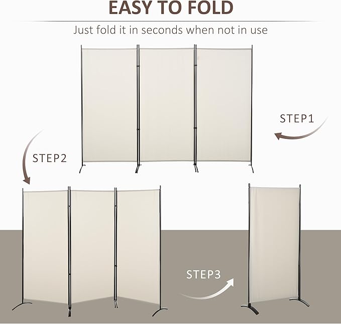 NicBex Room Divider 3 Panel Room Dividers with Fabric Panels Partition Room Dividers and Folding Privacy Screens 6FT Wall Divider for Home, Office, Room Separation,99.5"W x 19.75"D x 71.75"H, White