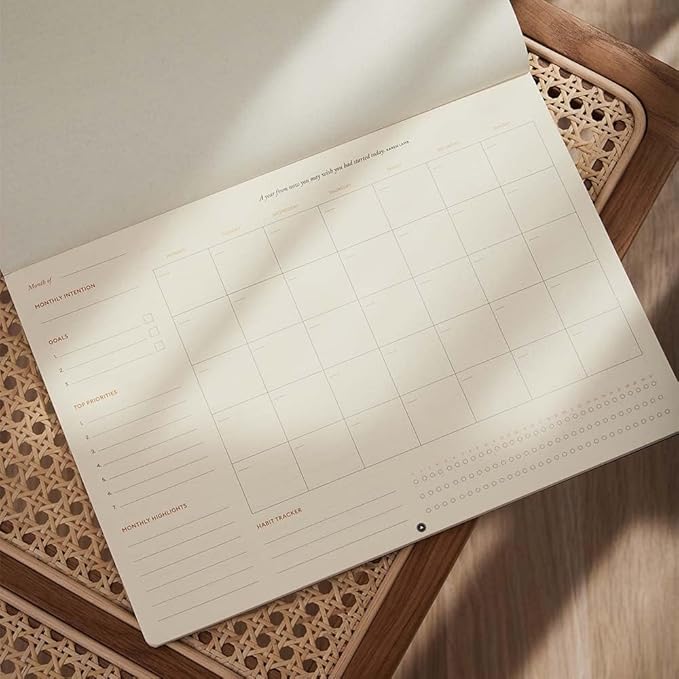 Intelligent Change Monthly Desk Pad, 2-Year Productivity Planner, Tear-Out Deskpad for to-Do List, Calendar, Productivity Tools for Time Management and Mindfulness, A4 Size, Black