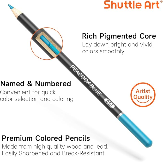 Shuttle Art 36 Colored Pencils, Seascape Themed Colored Pencils for Adult, Soft Core Color Pencils, Coloring Pencils for Adults Kids Artists Beginners Drawing Coloring Sketching