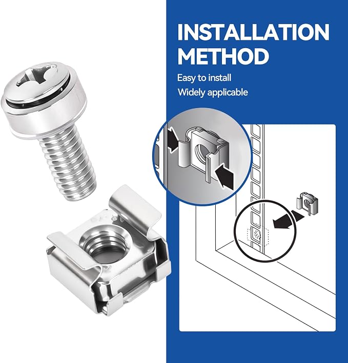 120-Pack 304 Stainless Steel-M6*20mm Rack Mount Screws and Cage Nuts - Image 4