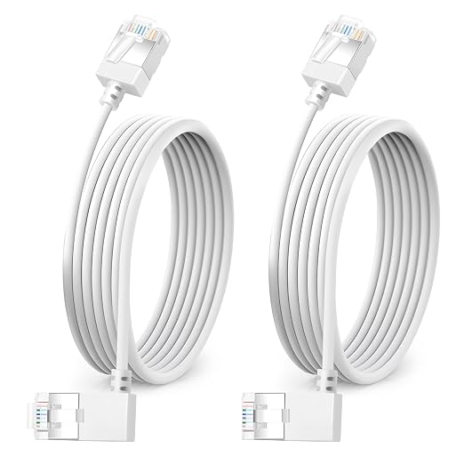 Ultra Slim 90° Degree Cat 6A Ethernet Cable Left Angled 6.6 Feet 2Pack by DUTEVOLNS