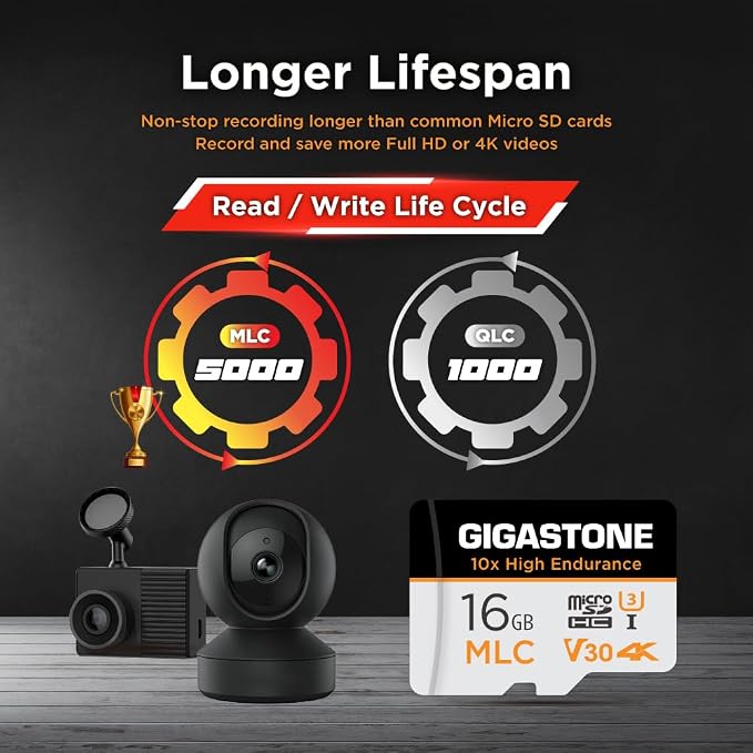 GIGASTONE Industrial 16GB MLC Micro SD Card 10-Pack, 4K Video Recording - Image 4