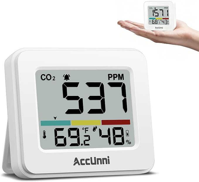 CO2 Monitor Air Quality Monitor Indoor Battery Powered, Portable Temperature - Image 8