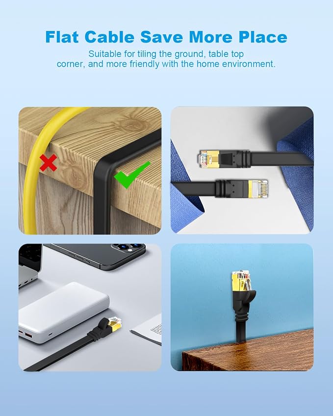 Yauhody CAT 8 Ethernet Cable, CAT8 High Speed 40Gbps 2000MHz 26AWG Flat SFTP - Image 4
